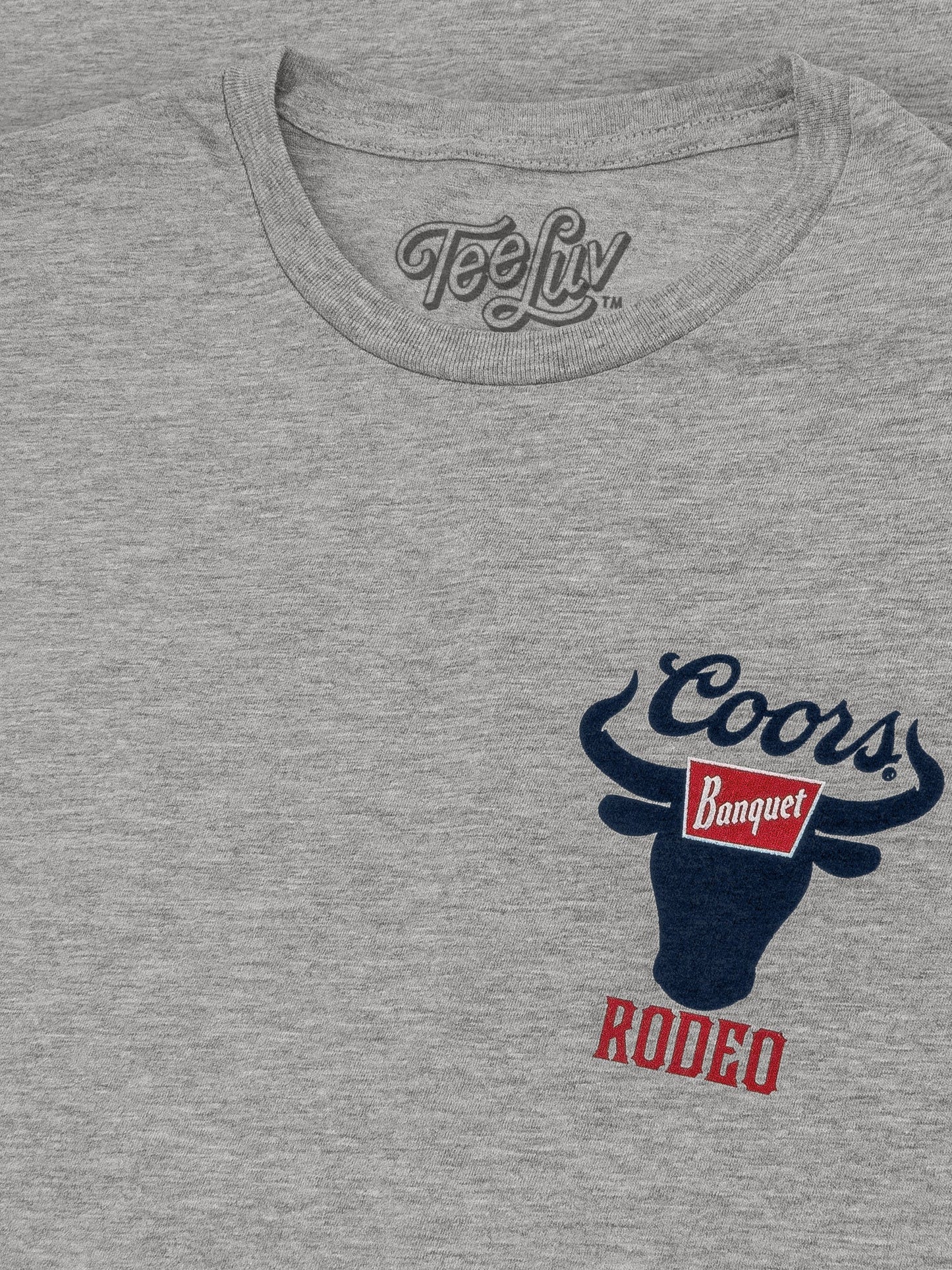 Coors Banquet Beer Rodeo Bull Front and Back Print T-Shirt - Athletic Gray Heather
