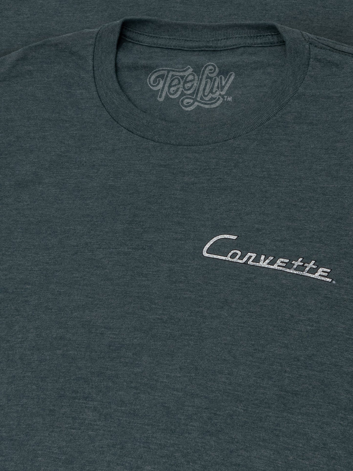 Chevy Corvette C1 Front and Back Print T-Shirt - Navy Heather