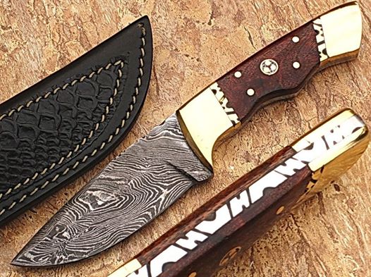 Handmade Damascus Steel Knife Sharpener – Rosewood Handle