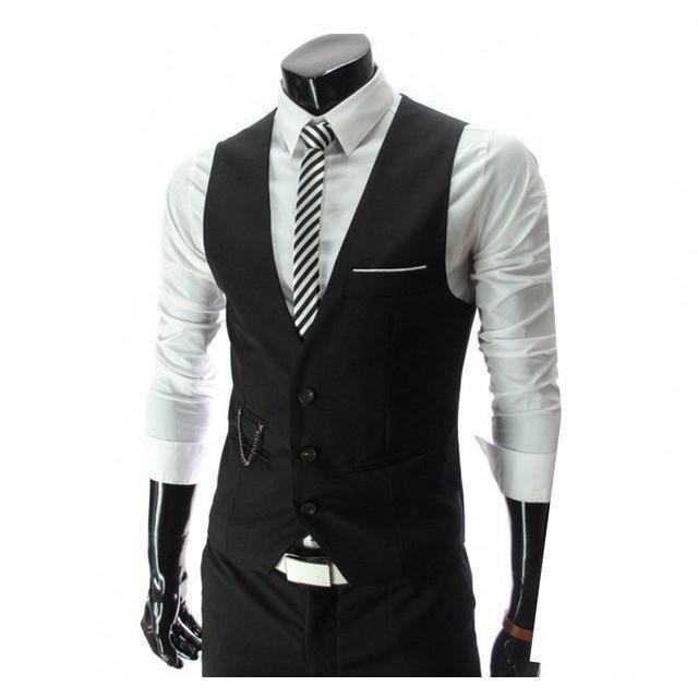 Men's Black Slim Fit Vest