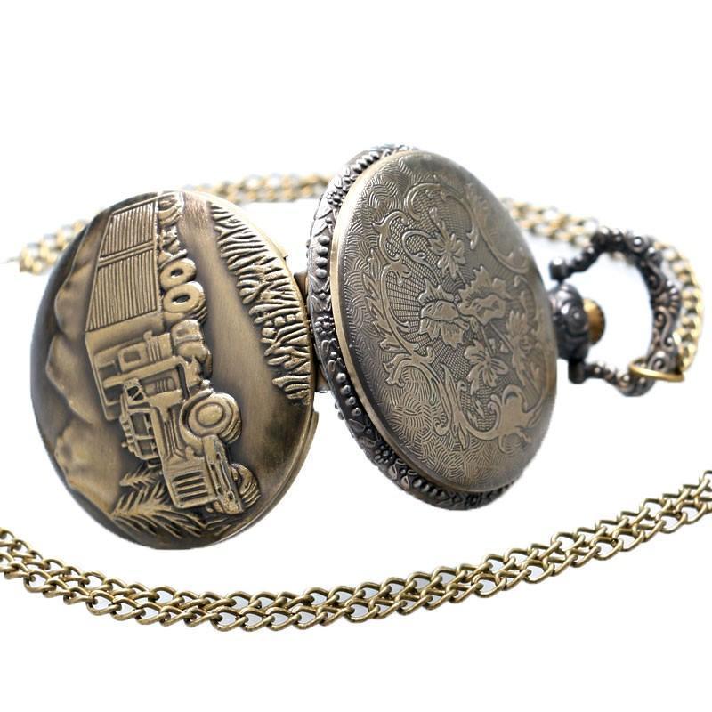 Men's Bronze Truck Themed Pocket Watch