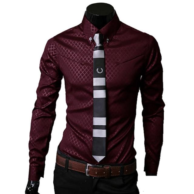 Men's Burgundy Slim Fit Dress Shirt