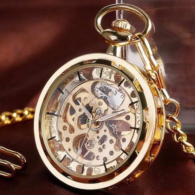 Skeleton Mechanical Hand Wind Pocket Watch