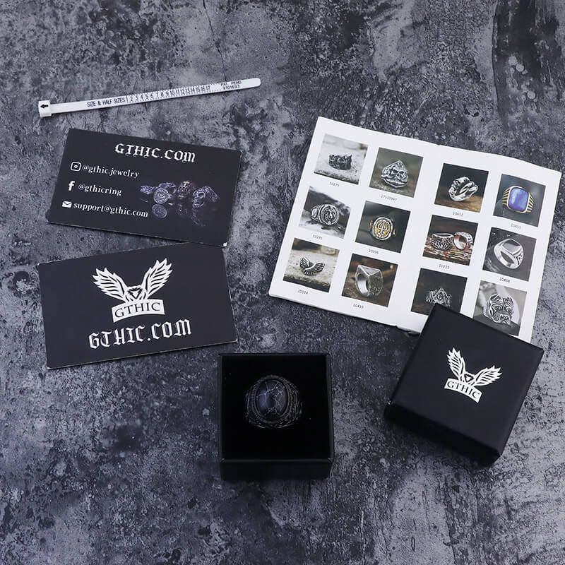 Black Turquoise Patterned Stainless Steel Ring