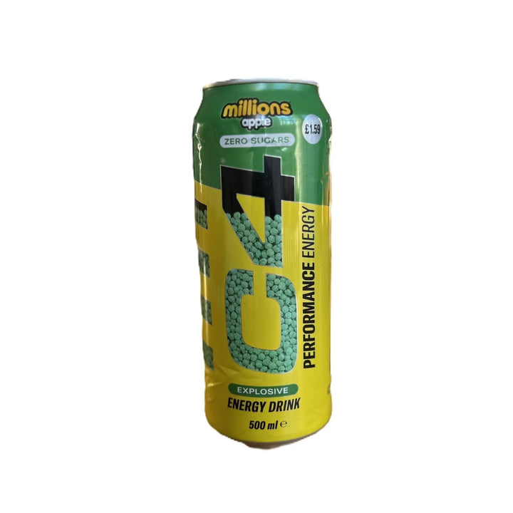 C4 Energy Millions Green Apple – Energy Drink with Green Apple Flavor 500mL Can (UK)