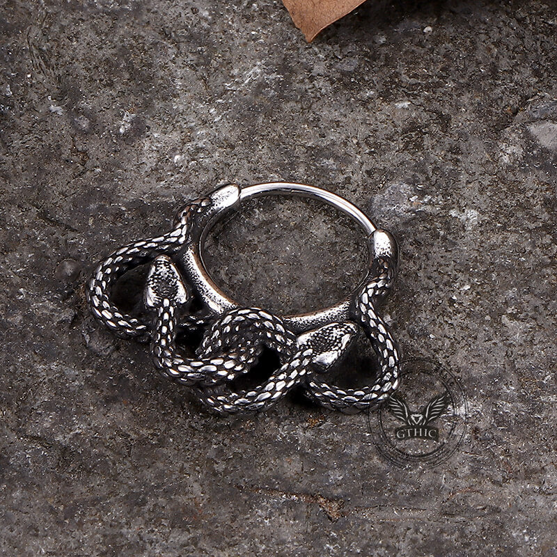 Double Snake Wrapped Stainless Steel Earrings