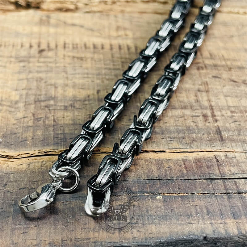 Flat Byzantine Chain Stainless Steel Necklace