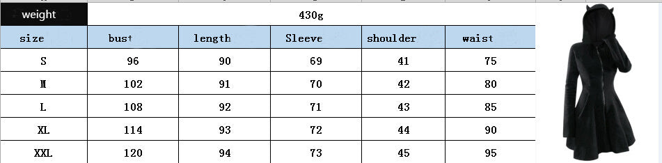 Gothic Black Devil Horn Hooded Dress