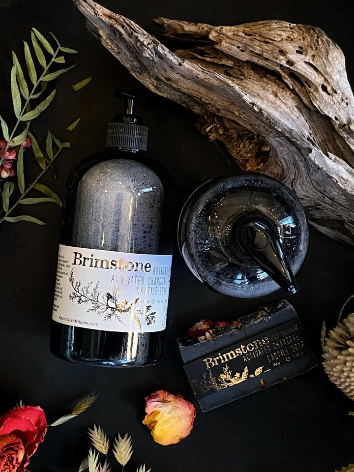 Brimstone - Artisan, Activated Charcoal, Superfatted Liquid Castile Soap for the Face and Body