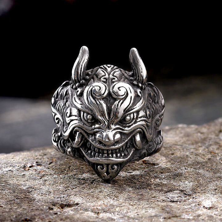 Japanese Demon Oni Stainless Steel Ring
