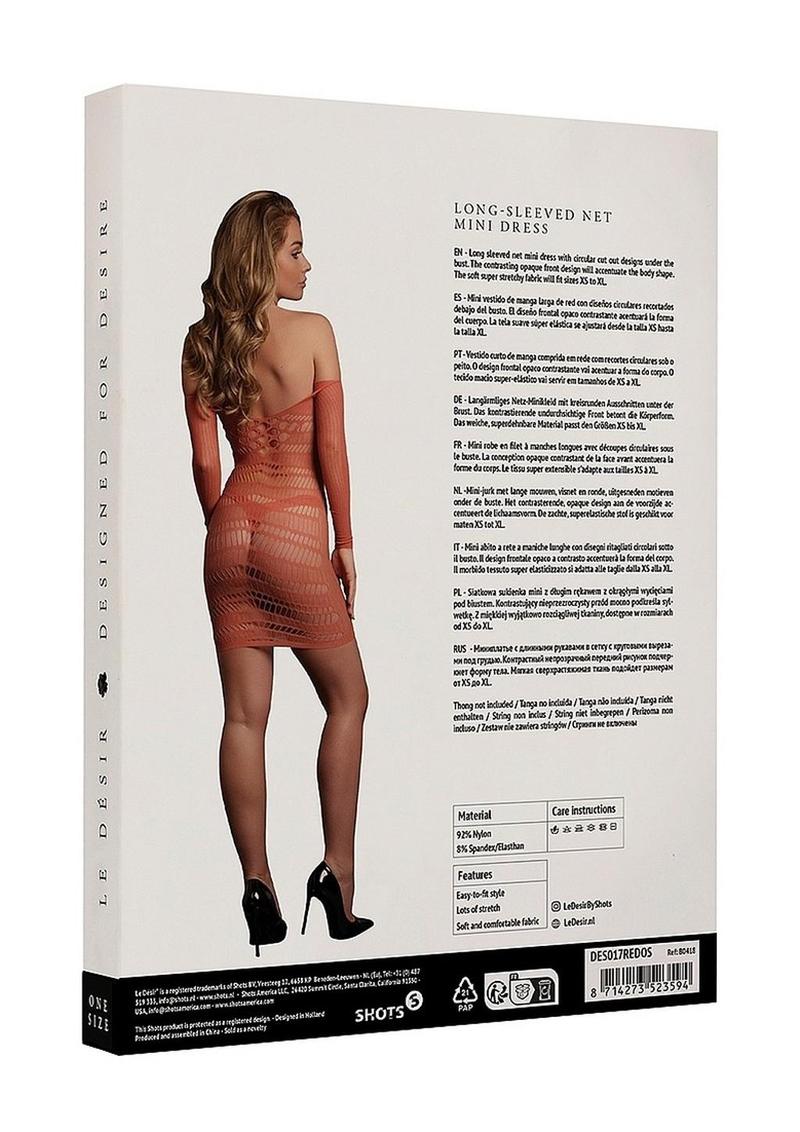 Le Desir Long-Sleeved Net Sunset Glow Mini Dress