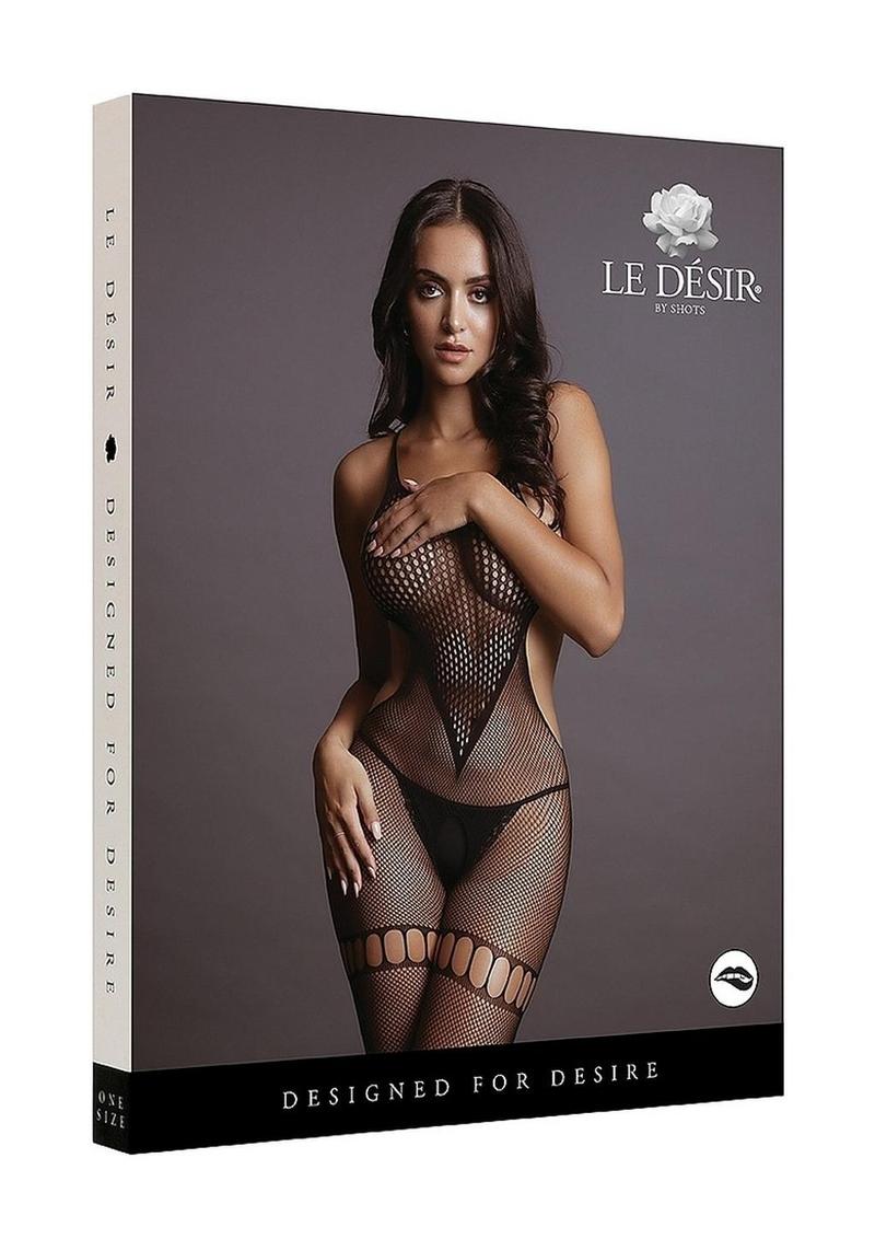 Le Désir Black Net High Neck Bodystocking