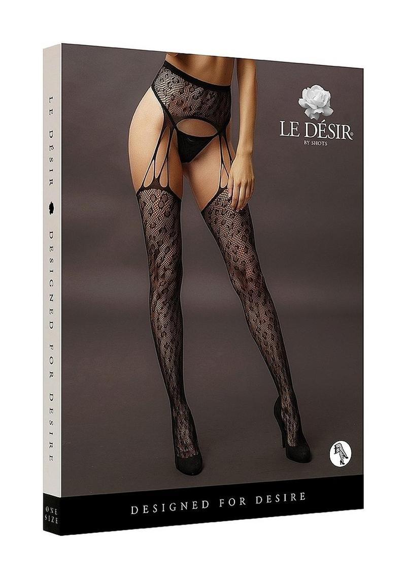 Le Désir Suspender Leopard Pantyhose One Size