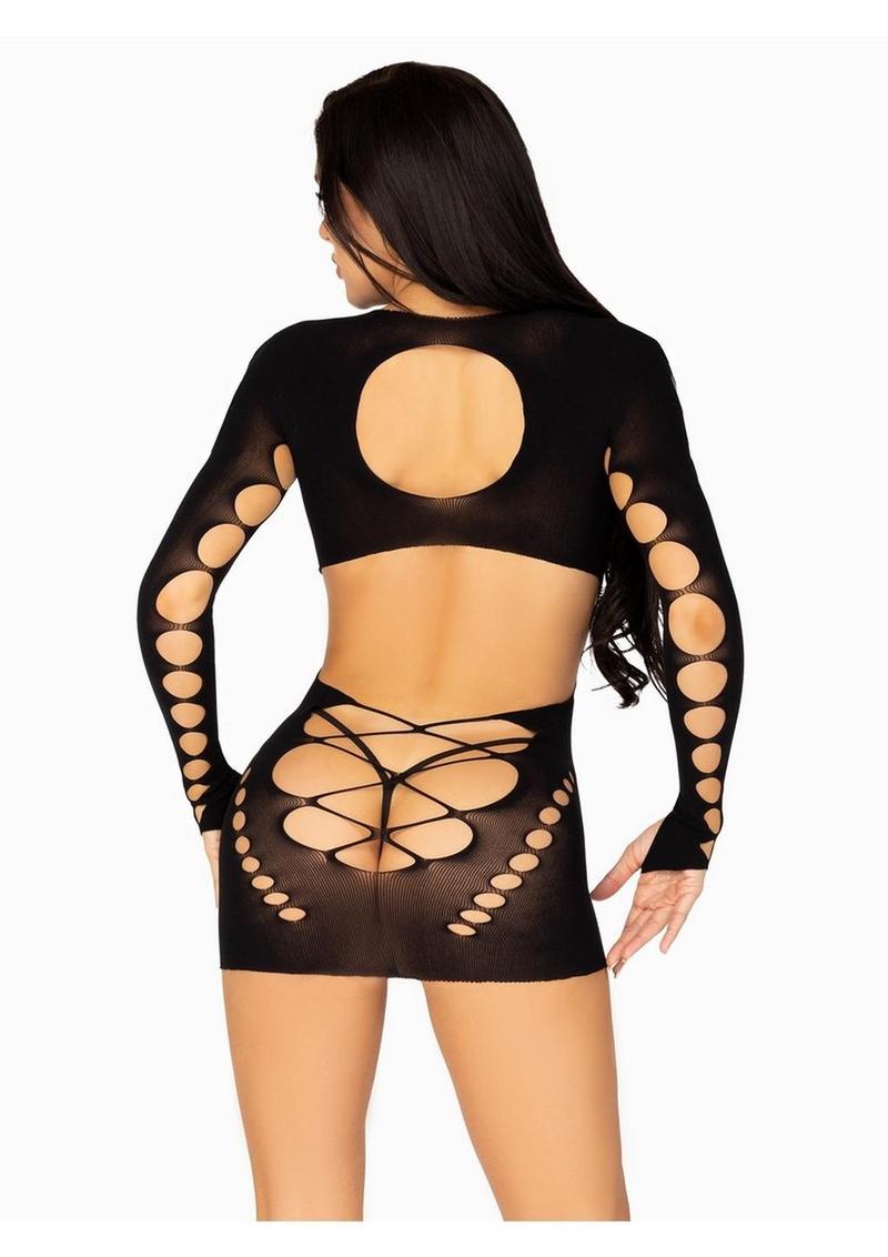 Leg Avenue Seamless Designed Cut-Out Long Sleeve Mini Dress