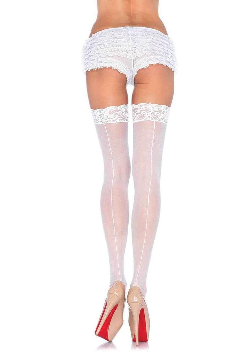Leg Avenue Sheer Stockings with Backseam And Lace Top
