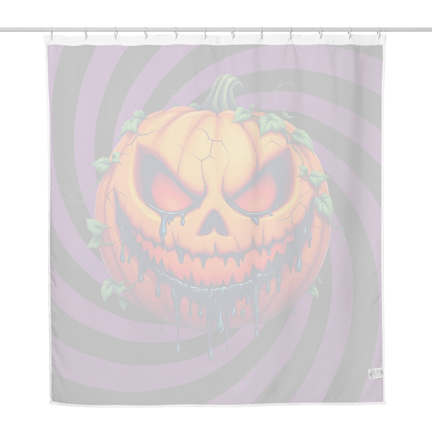 Evil Jack-o-lantern on Black and Purple Spiral Shower Curtain