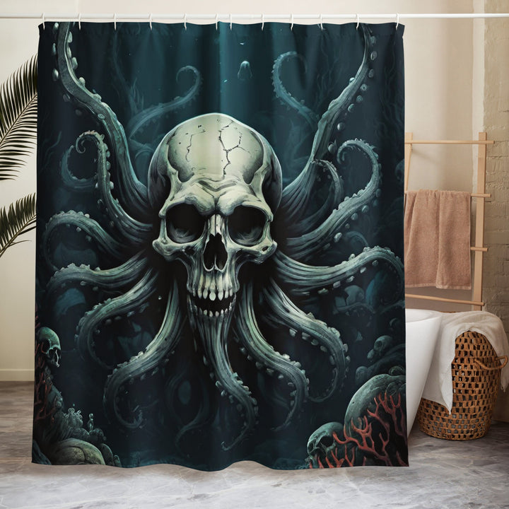 Skull with Octopus Tentacles 2 Shower Curtain