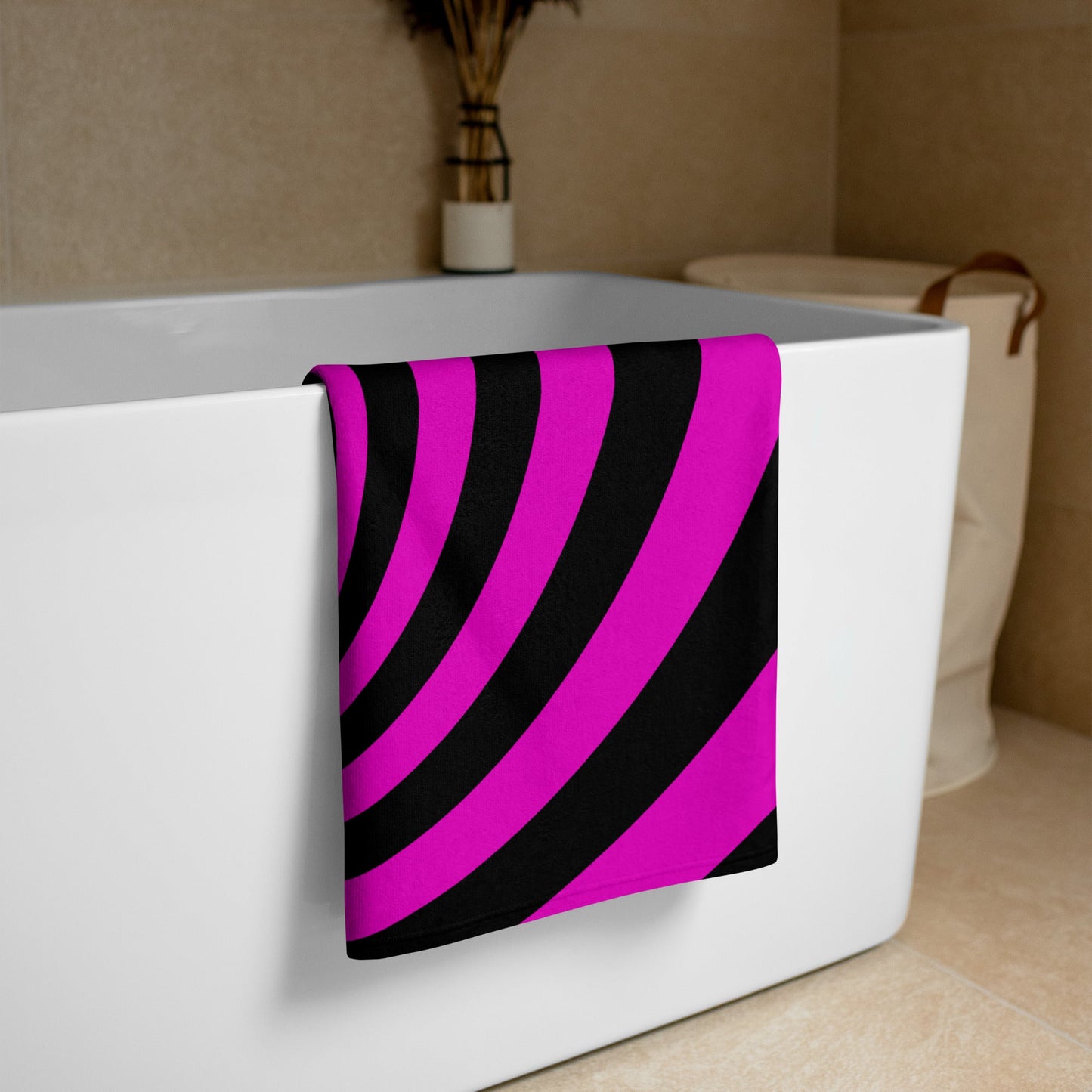 Black and Pink Spiral Towel