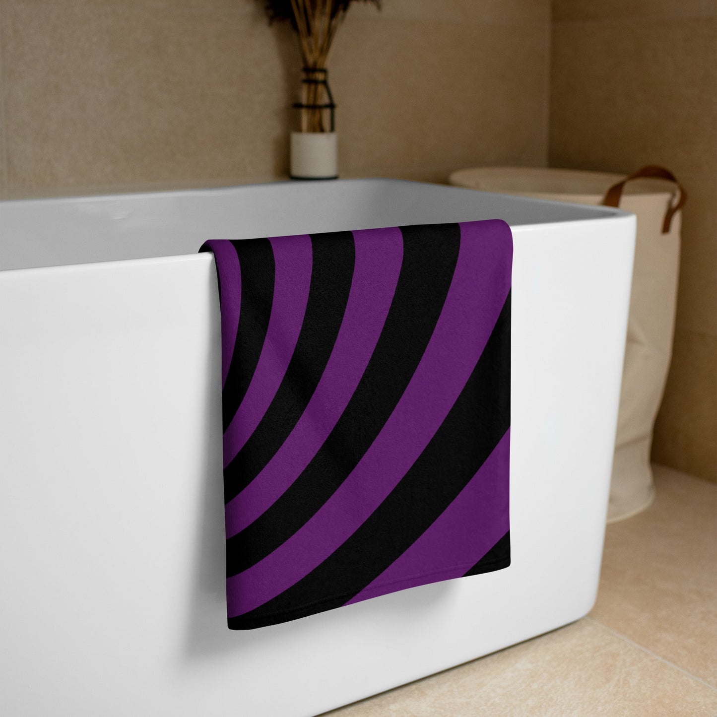 Black and Purple Spiral Towel