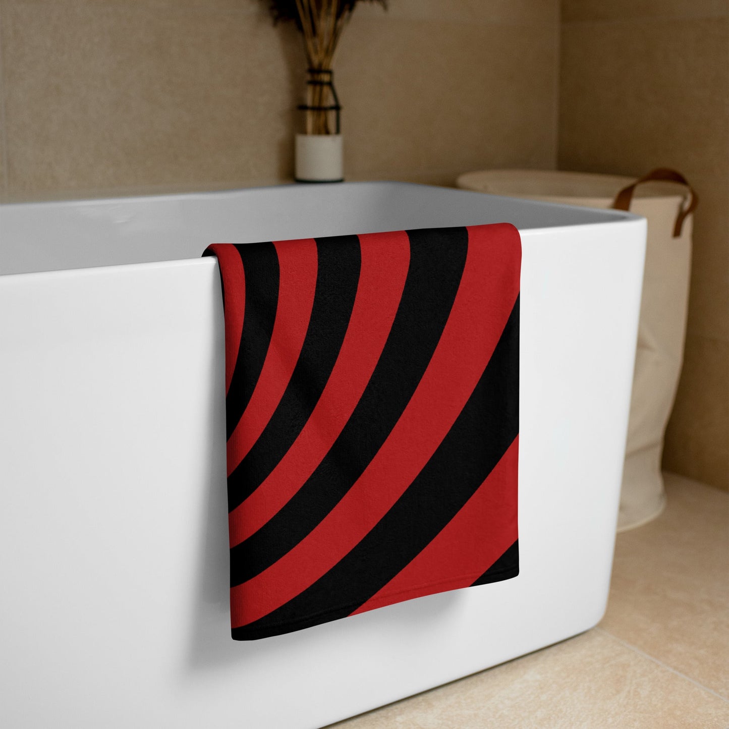 Black and Red Spiral Towel