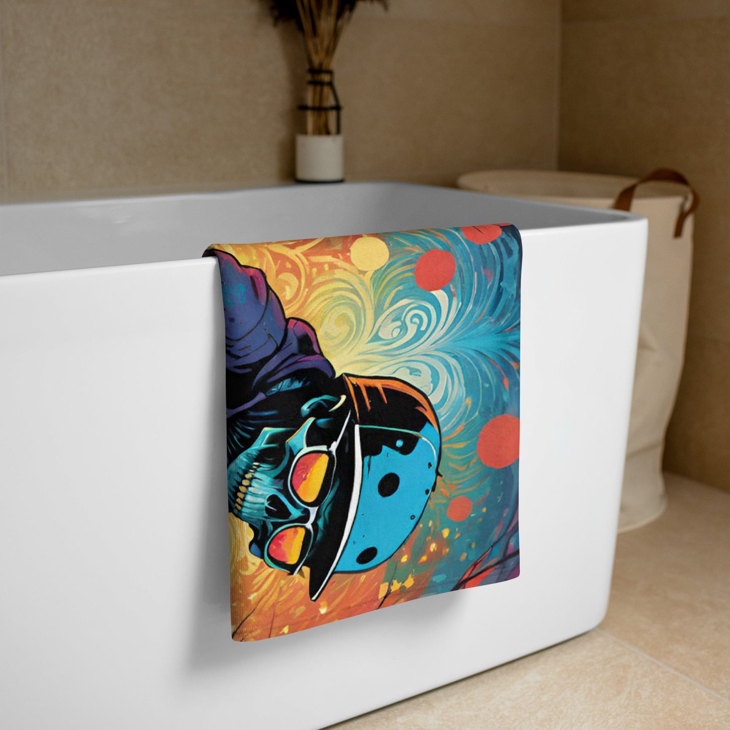 Colorful Skeleton Skater Towel