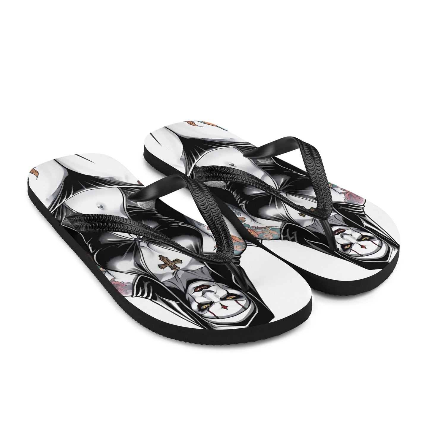 Sexy Evil Nun Gothic Flip Flops