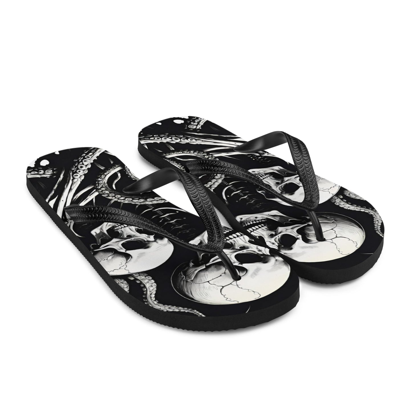 Skeletons and Octopus Tentacles Gothic Flip Flops