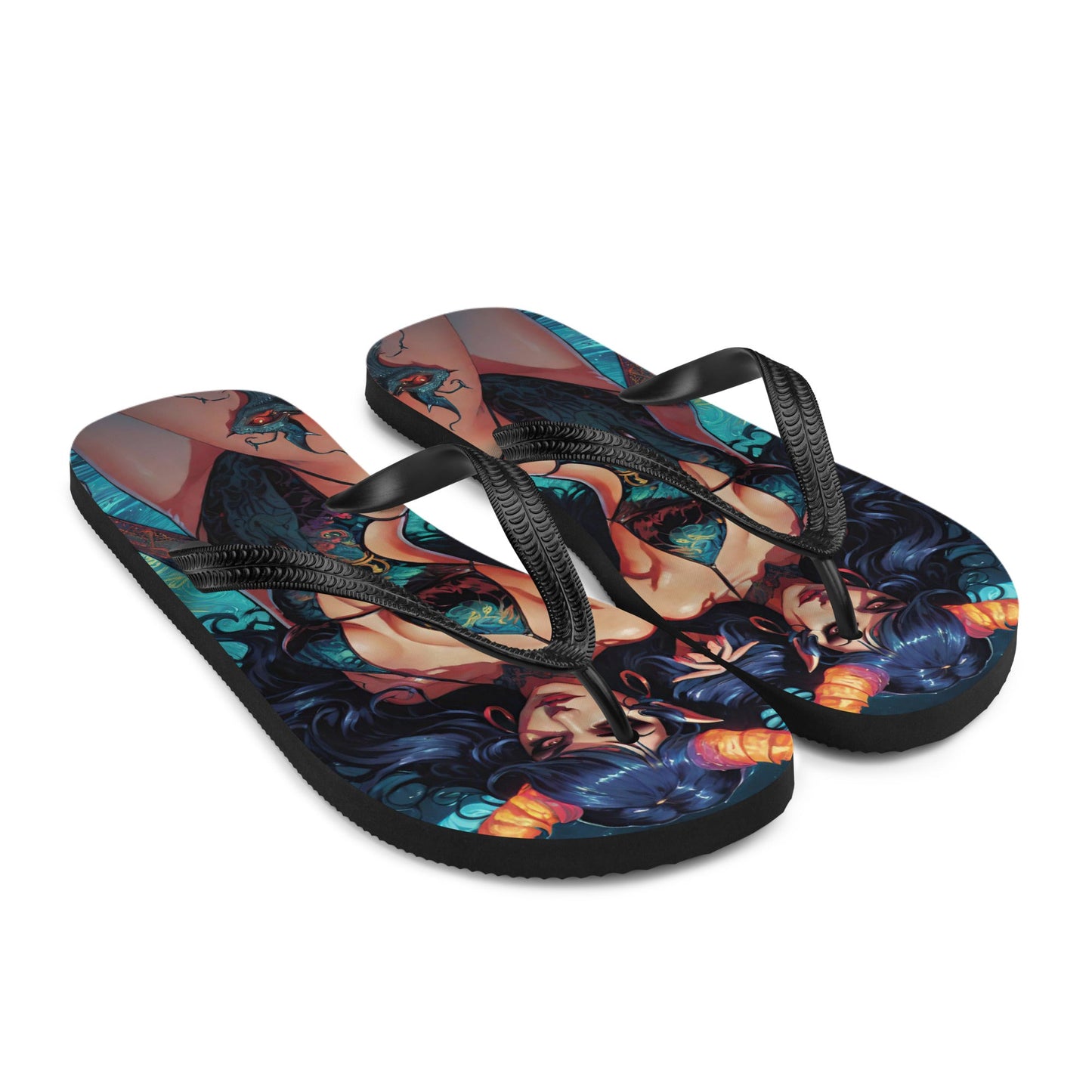 Colorful Summer Succubus in a Swimsuit 3 Gothic Flip Flops