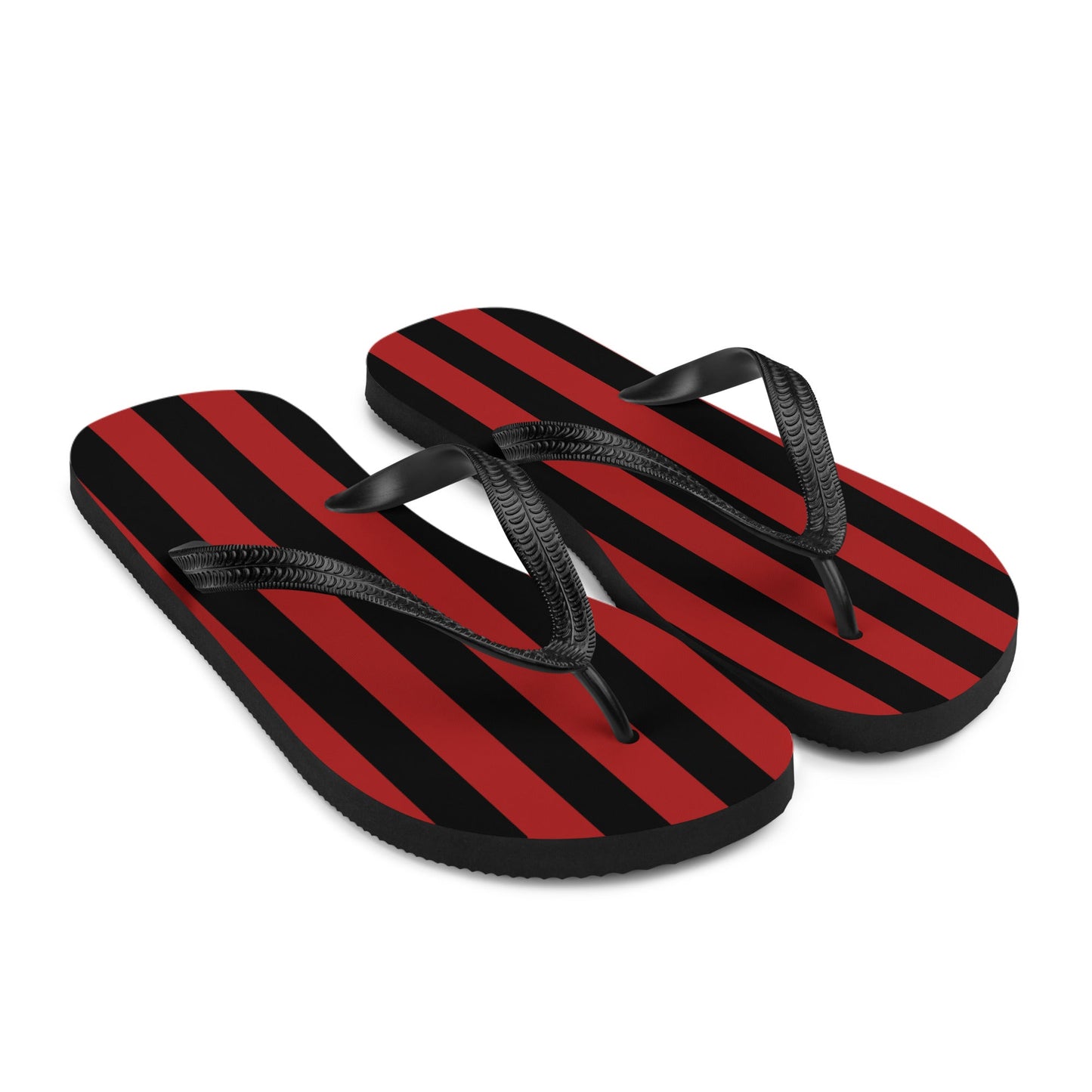 Black and Red Striped Flip Flops