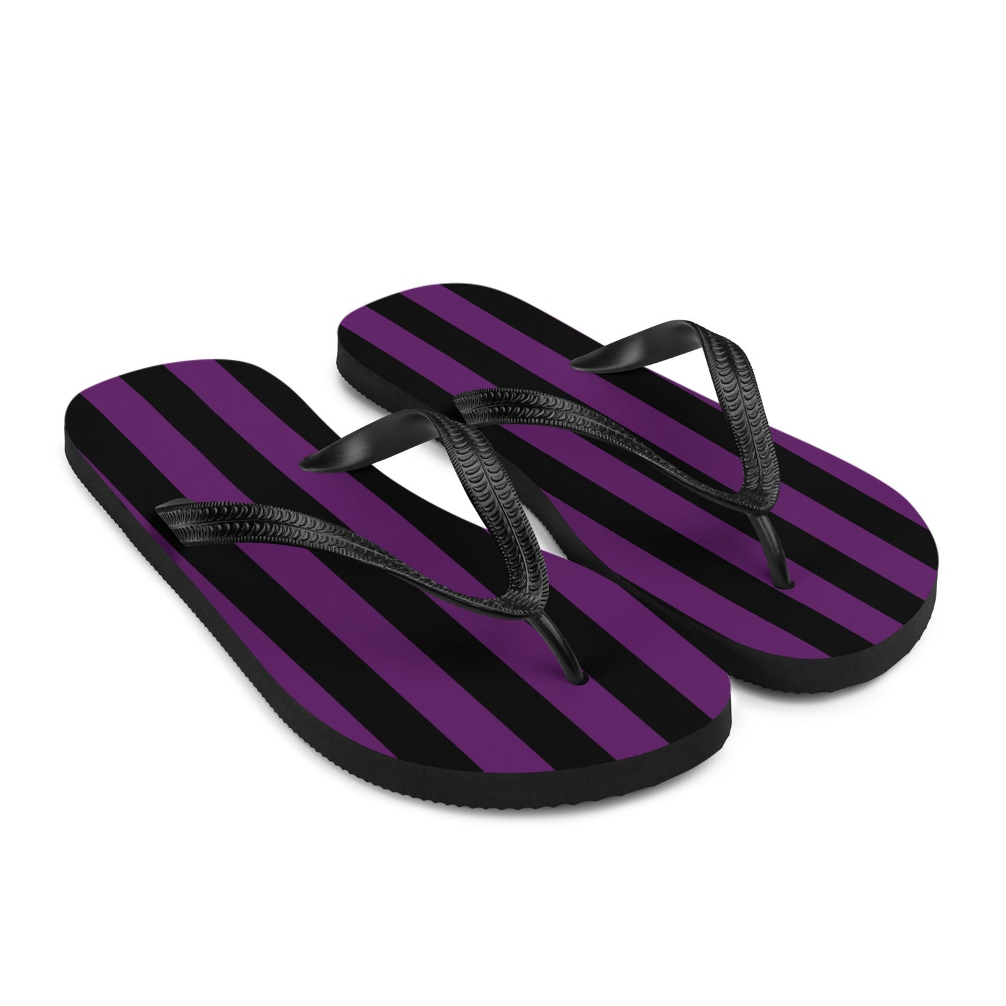 Black and Purple Striped Flip Flops