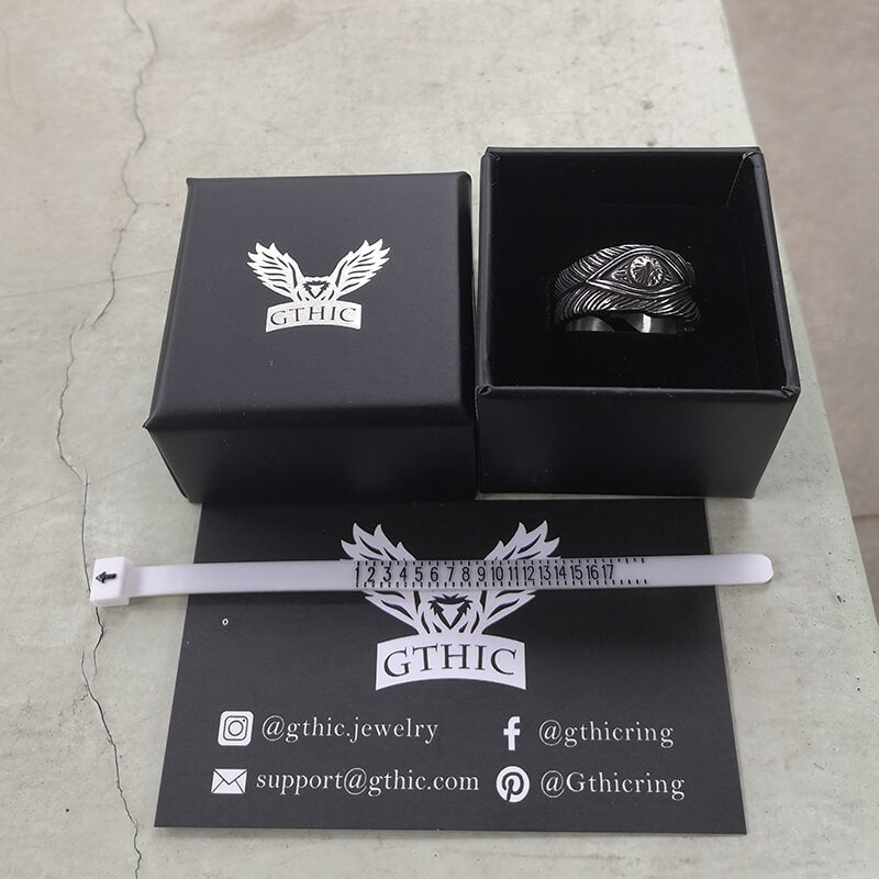 Vintage Feather Eye Stainless Steel Ring