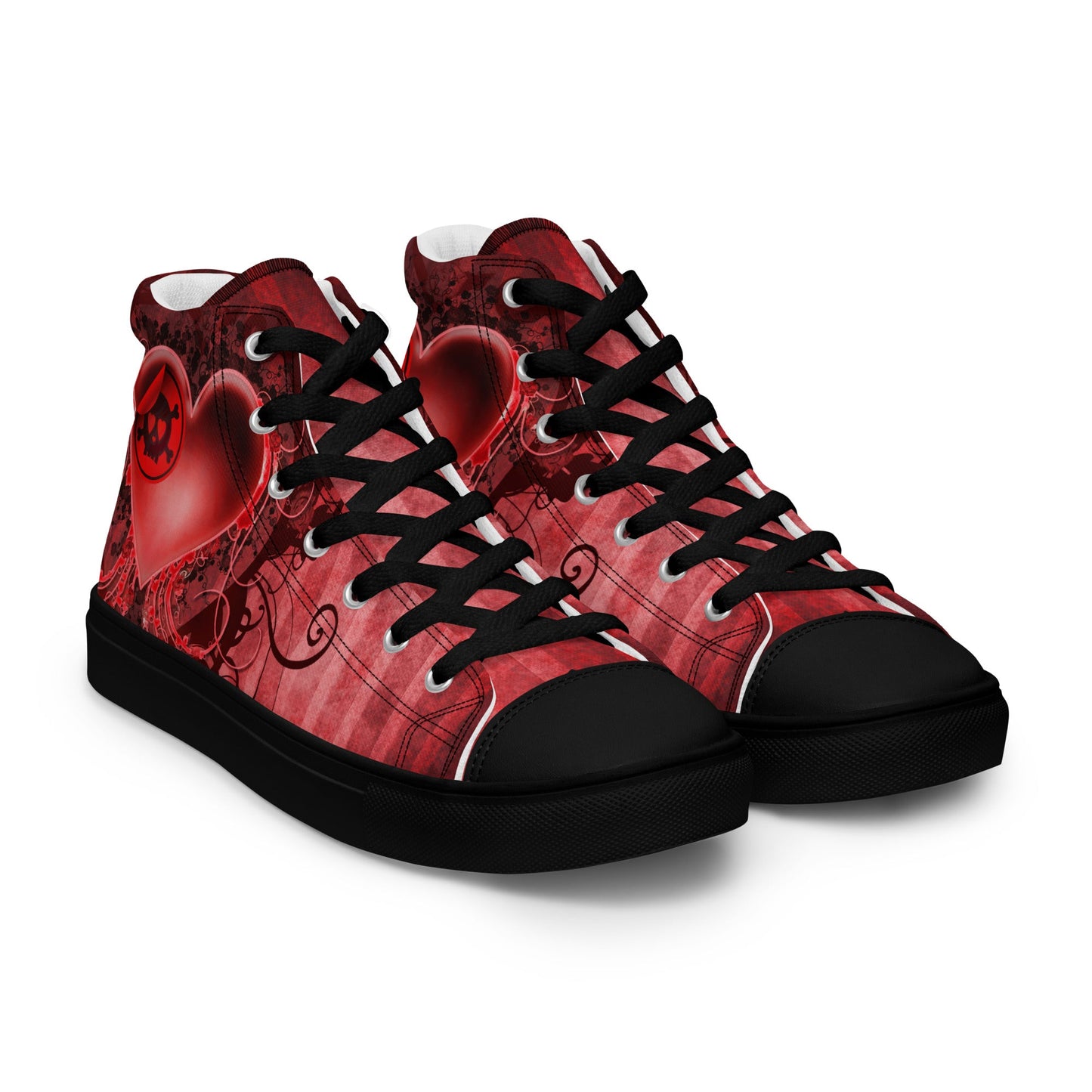 Gothic Skull and Heart Women’s High Top Canvas Shoes