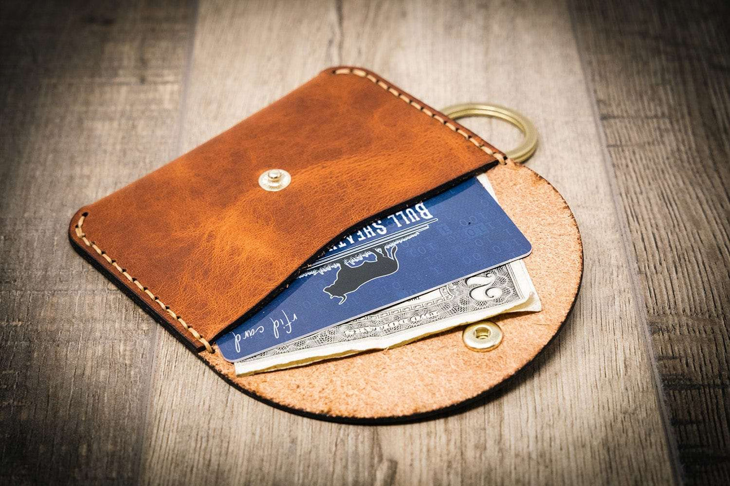 The Richmond Leather Keychain Wallet in Chestnut Brown