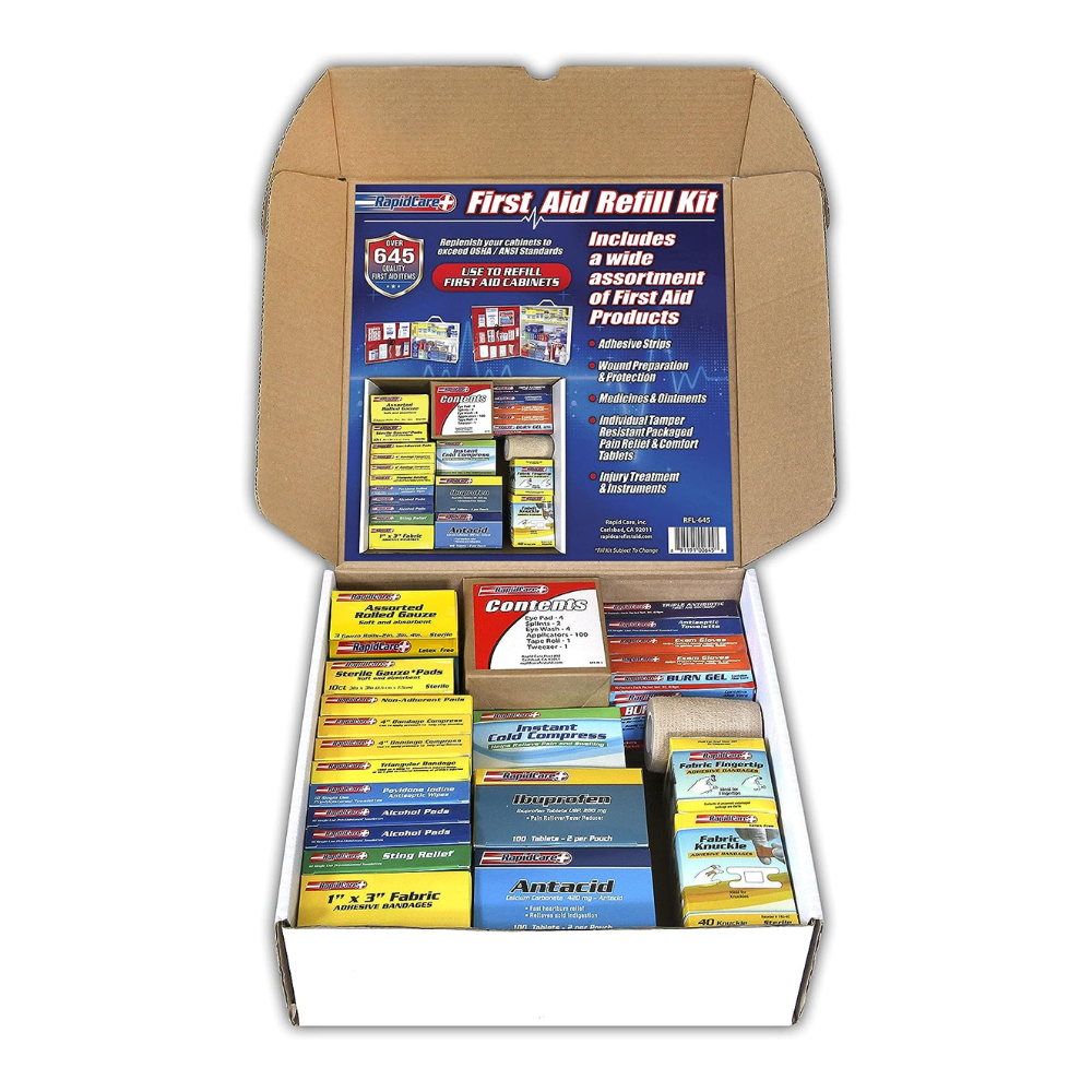 Large First Aid Refill Kit | 645 Piece | 3 Shelf First Aid Kit Refill Kit
