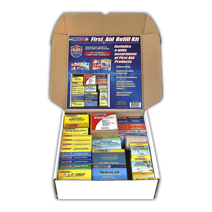 Large First Aid Refill Kit | 645 Piece | 3 Shelf First Aid Kit Refill Kit