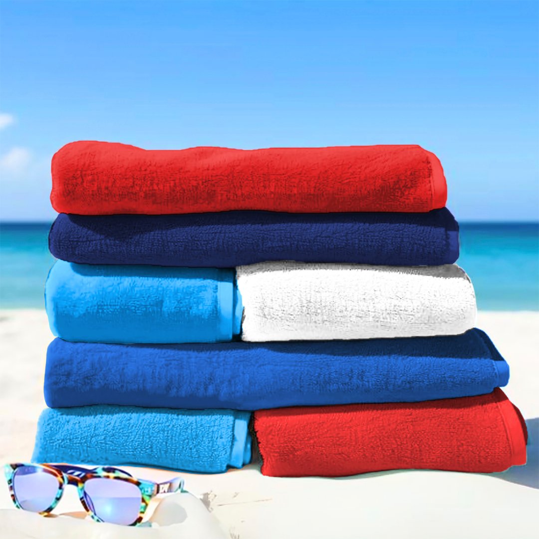 Small Beach, Game & Sports Towel: 100% Cotton Terry Velour Pack of 2