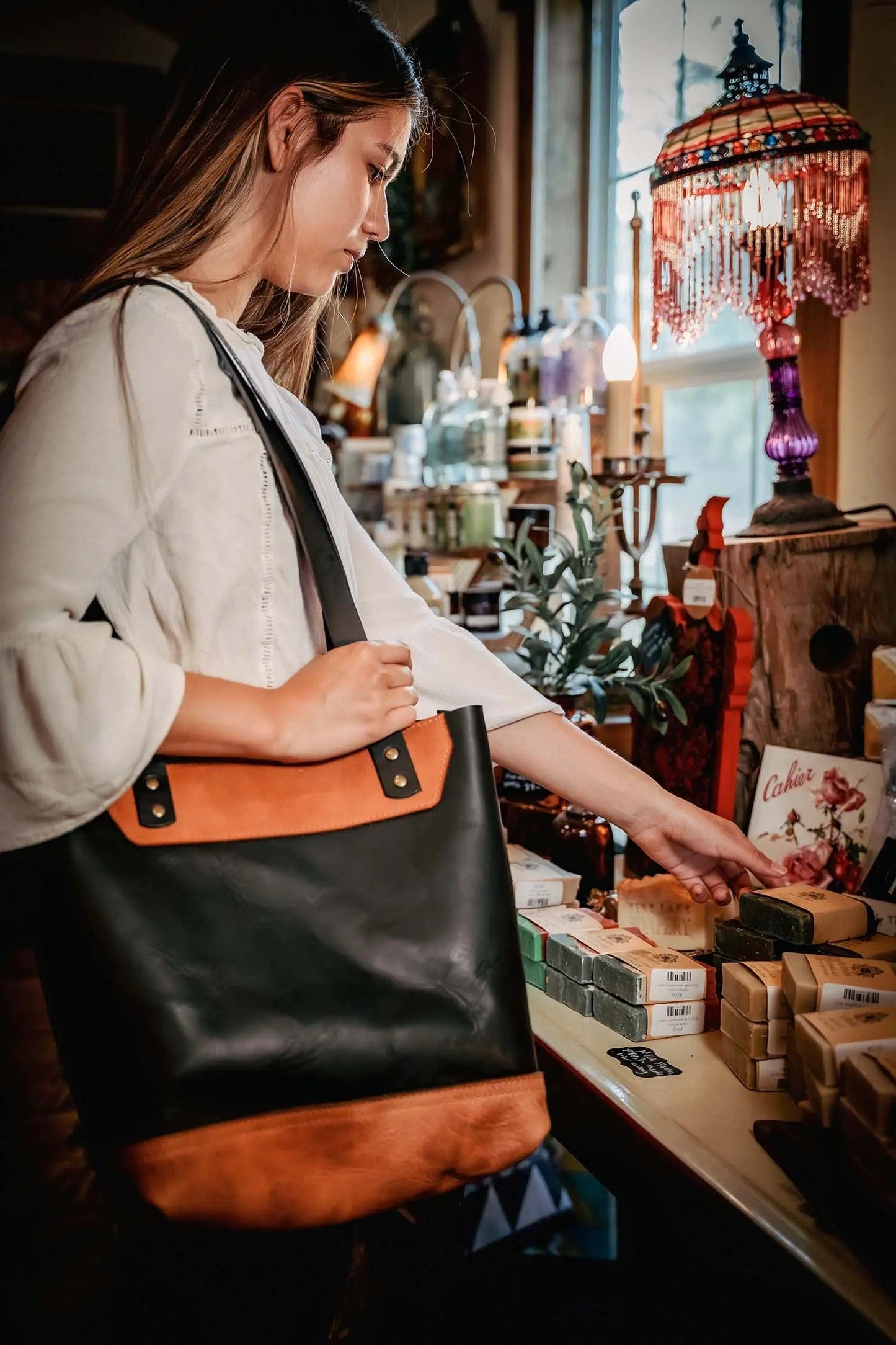 The Naomi Leather Tote Bag - Black