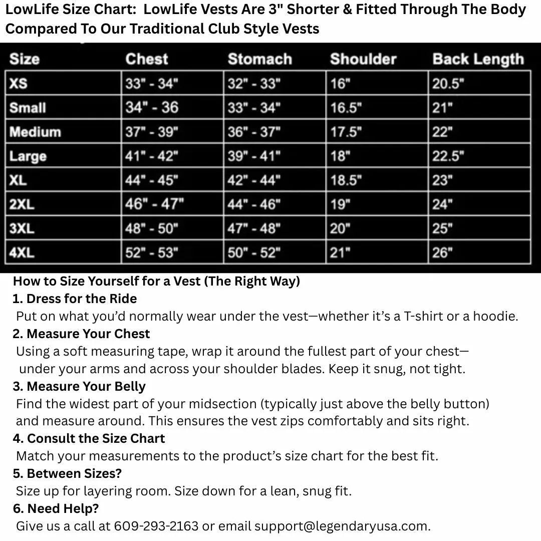 Legendary LowLife NCP Perforated Leather Cropped Fitted Club Style Motorcycle Vest