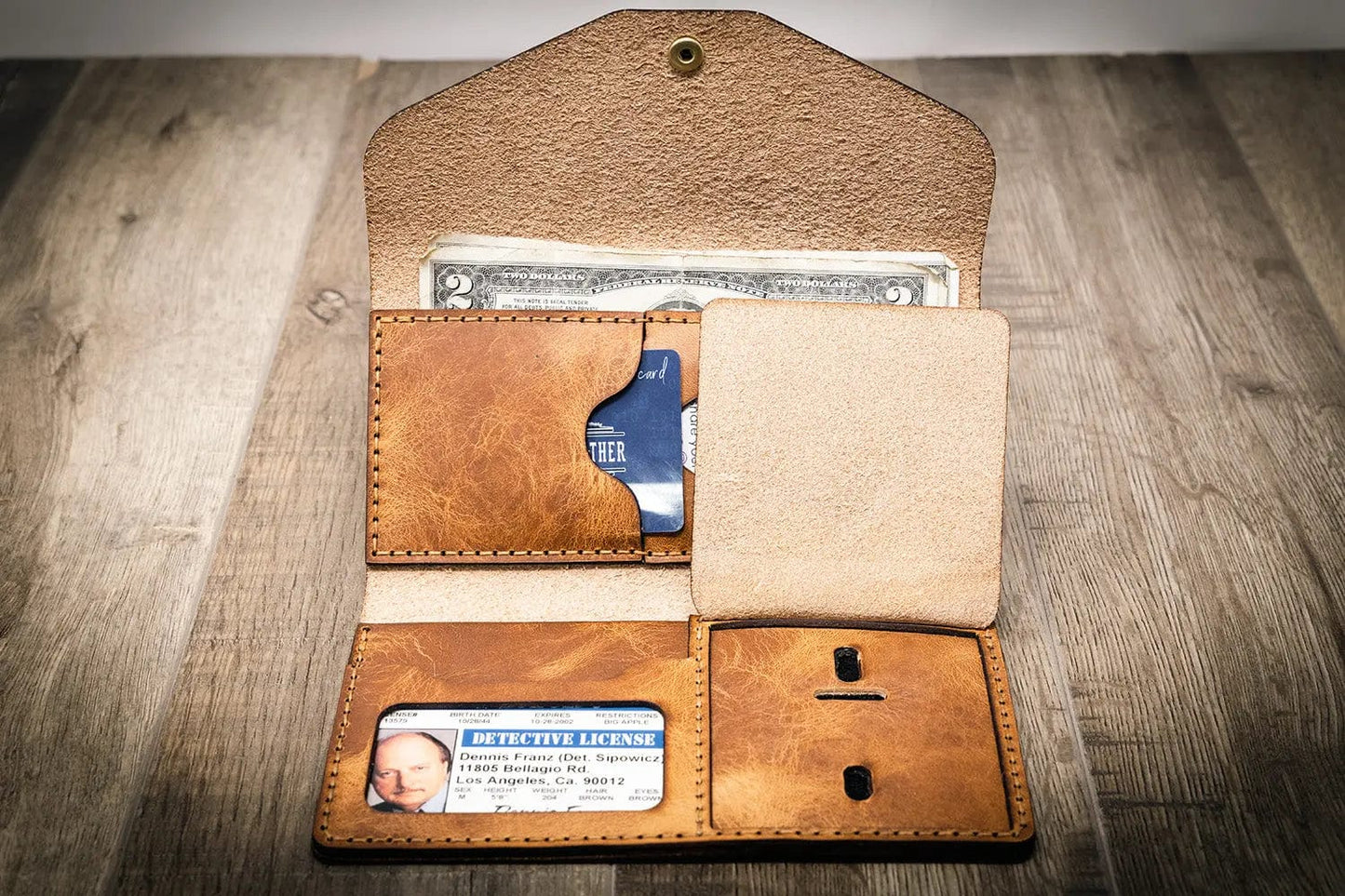 Badge Clutch Wallet - Saddle Tan