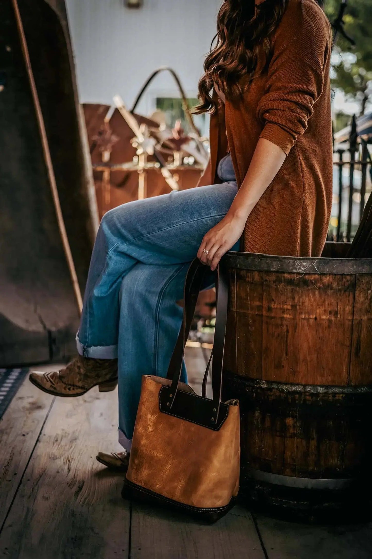 The Naomi Leather Tote Bag - Saddle Tan