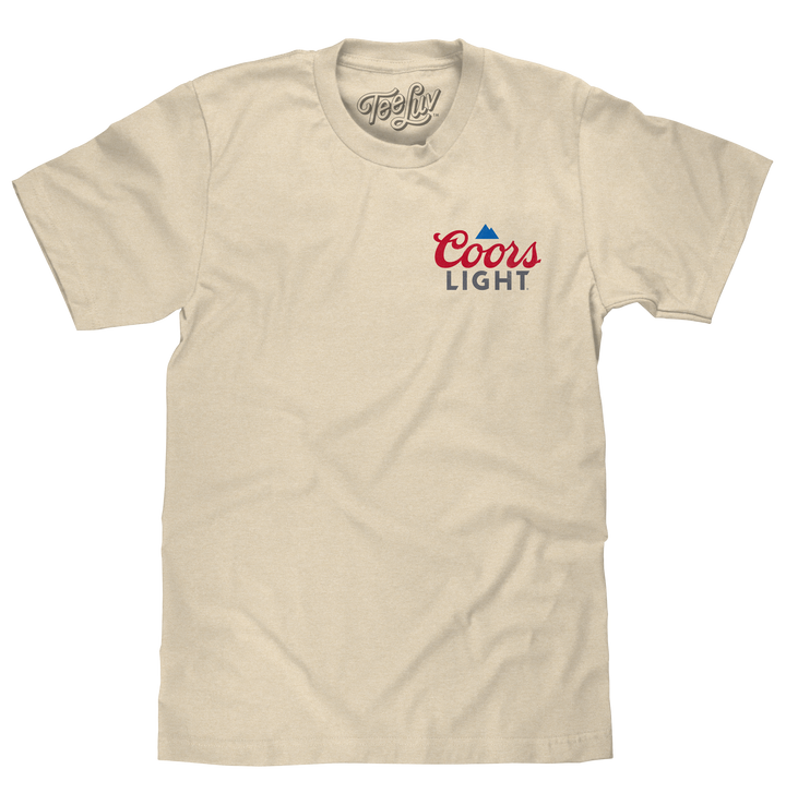 Coors Light Baseball League Front and Back Beer Logo T-Shirt - Cream