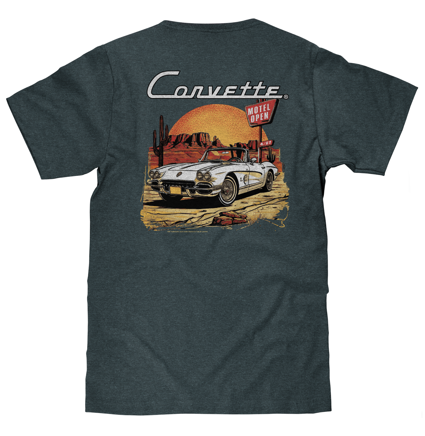 Chevy Corvette C1 Front and Back Print T-Shirt - Navy Heather