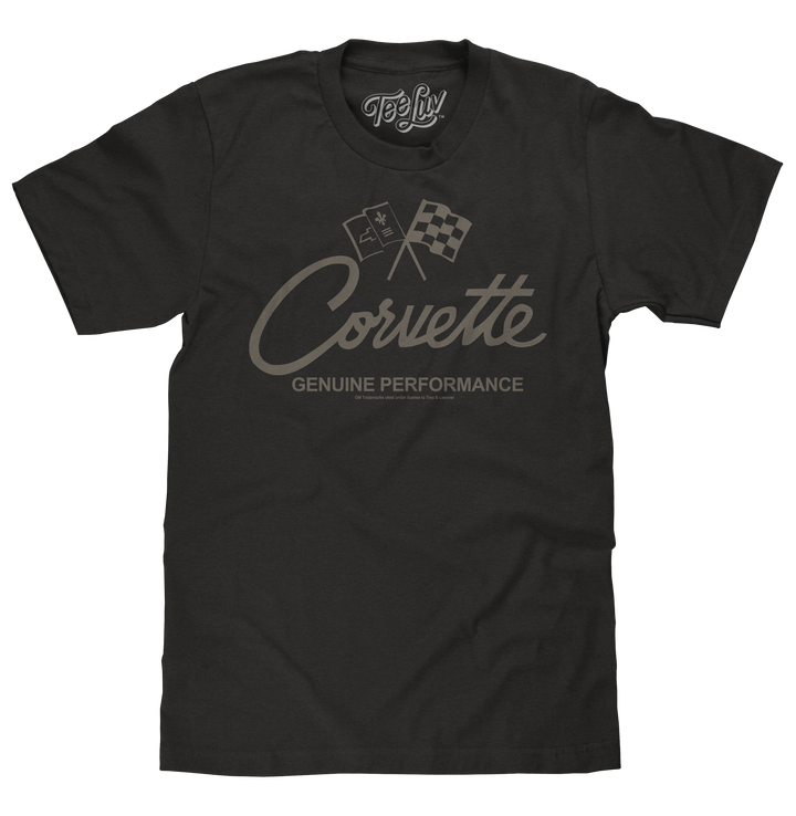 Chevy Corvette Genuine Performance Crossed Flags T-Shirt - Black