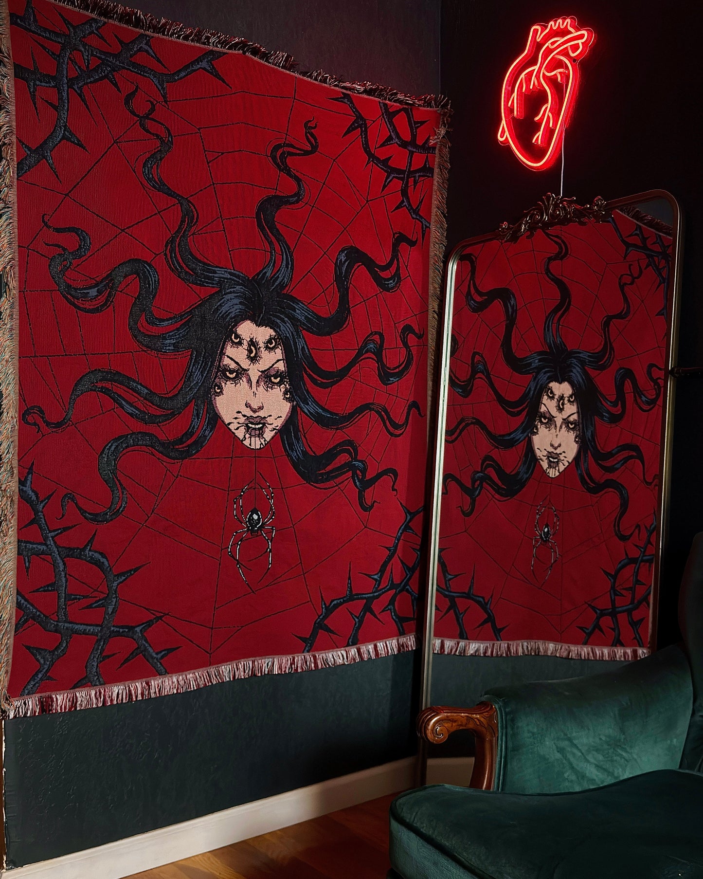 Arachnophobia - Spider Queen Woven Blanket