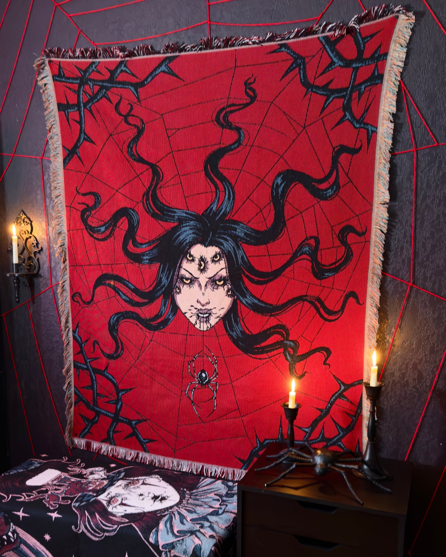 Arachnophobia - Spider Queen Woven Blanket