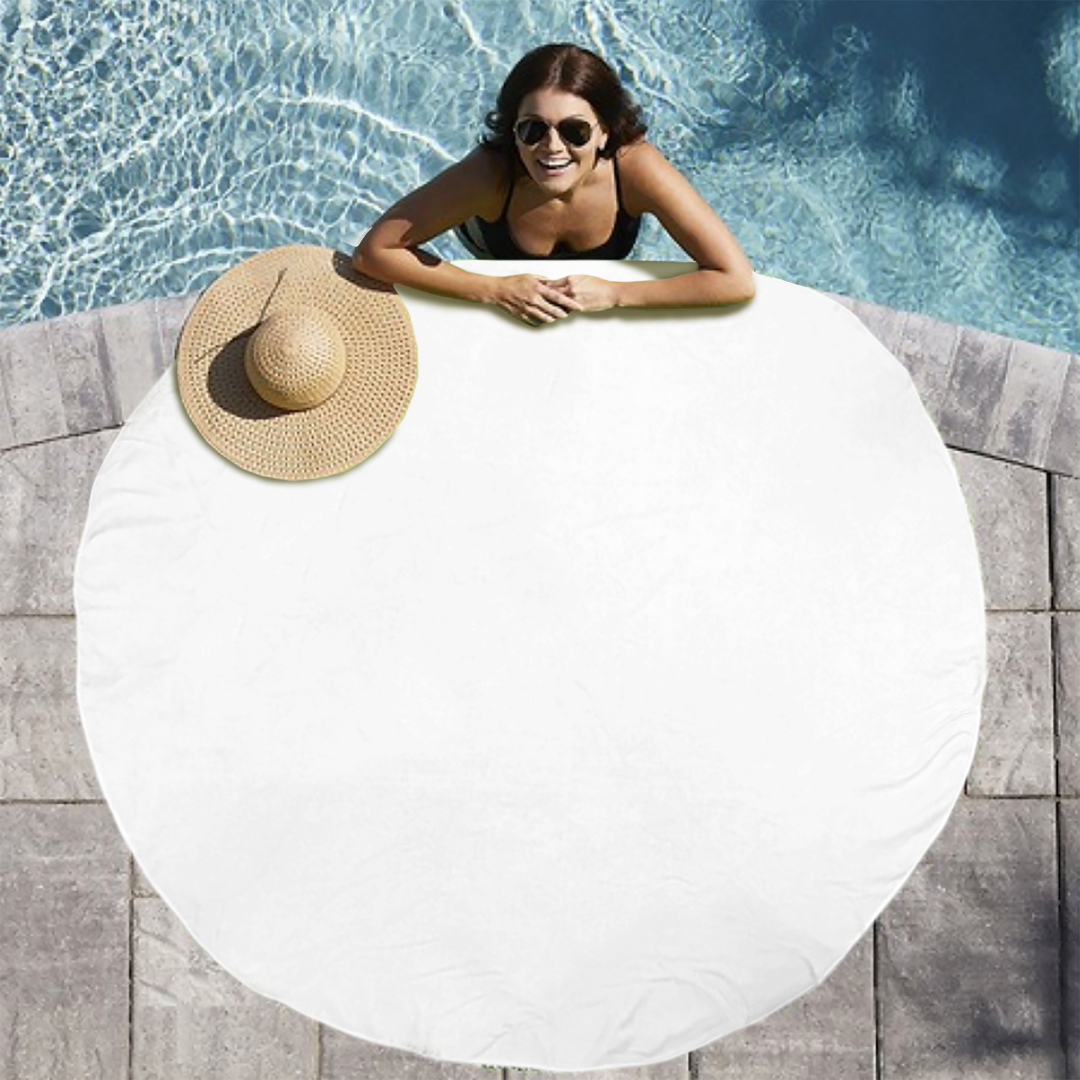 Round Beach Towel: 100% Cotton, White, 60" Diameter