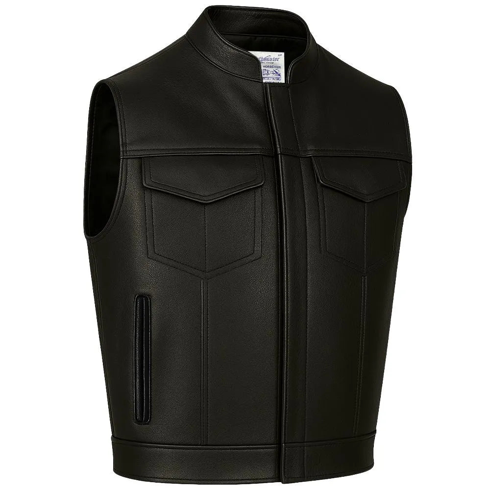 BECK® Men's 566 Black Leather Horsehide Motorcycle Vest