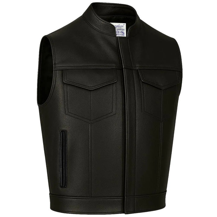BECK® Men's 566 Black Leather Horsehide Motorcycle Vest