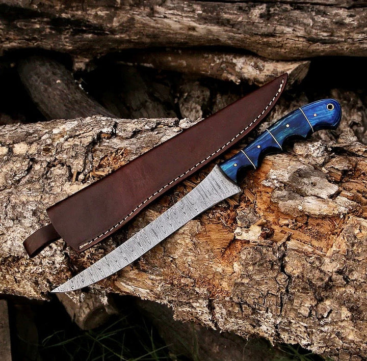Knives with Belt Sheath – Handmade 8" Rasp Steel Sheep Horn Hunting Knife