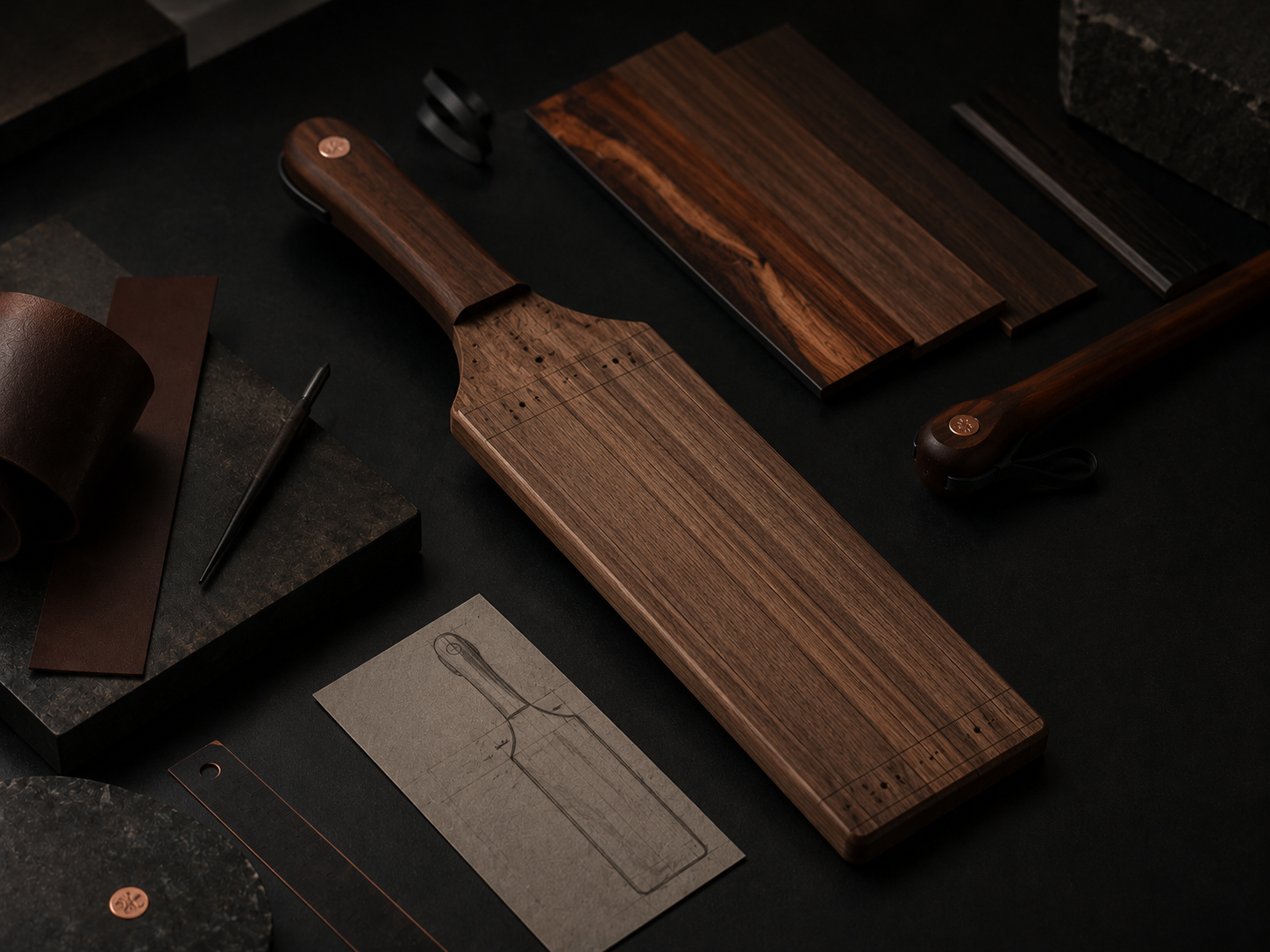 Custom wooden discipline tool being prepared for a Ledger commission